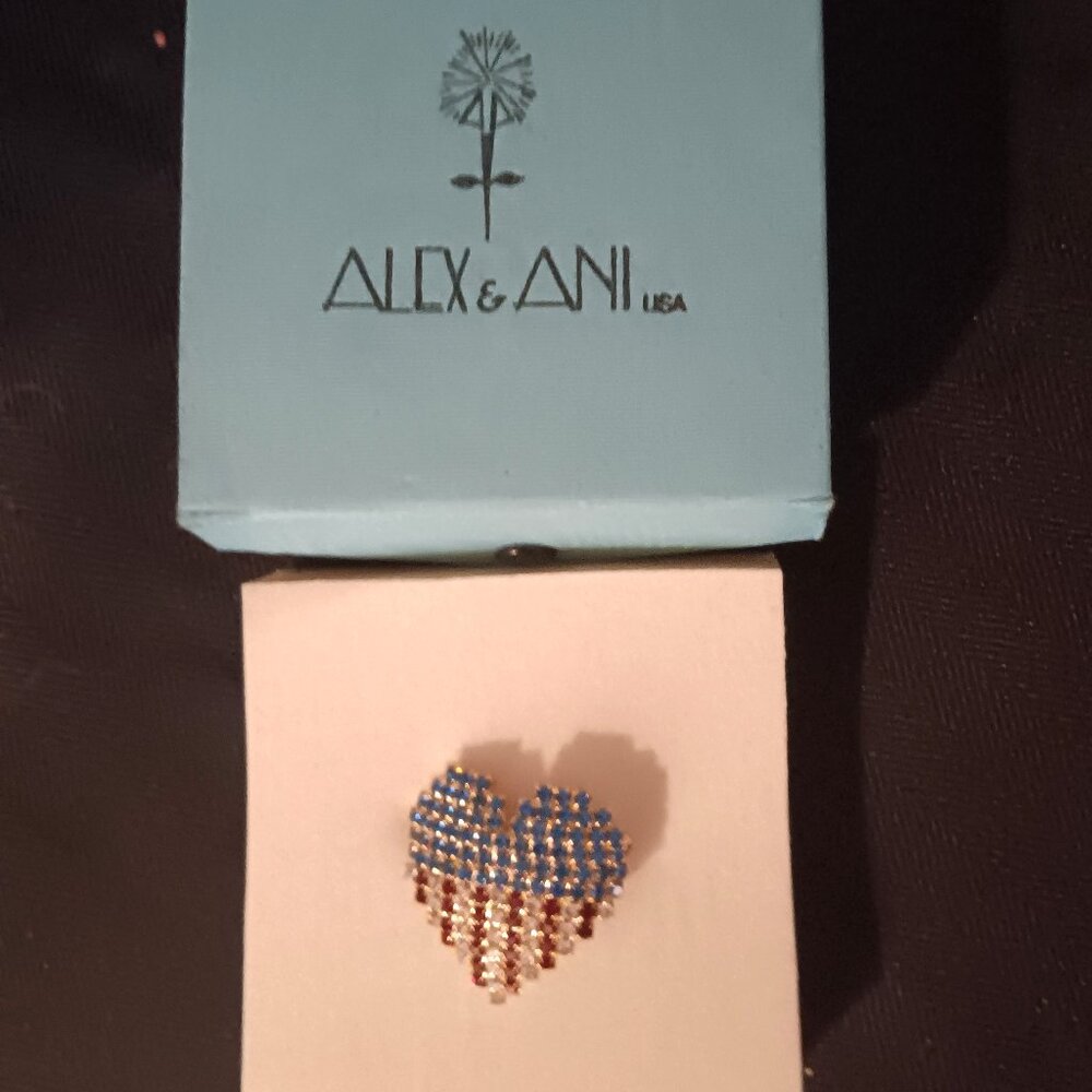 Alex & Ani Rhinestone Heart Flag Pin